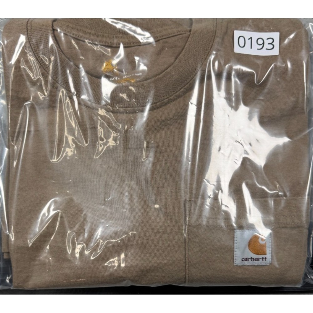 Carhartt Shirt Mens Large Beige K87 Pocket Logo Heavyweight Workwear T-Shirt Tee - Picture 11 of 11
